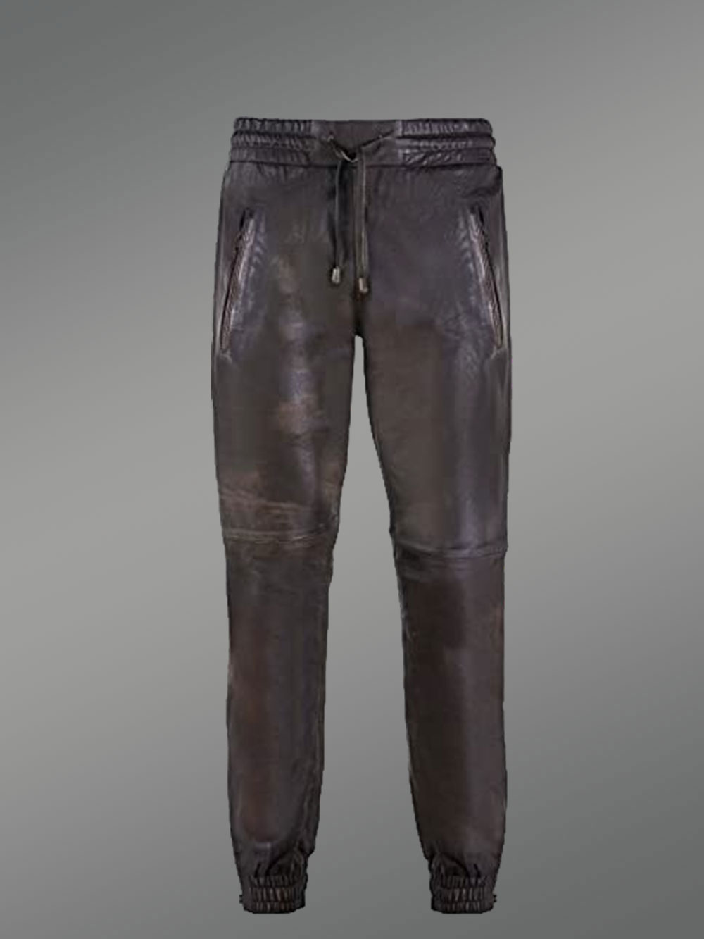 Men’s Authentic Leather Joggers in Coffee
