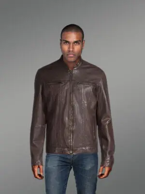 Men’s Coffee Moto Leather Jacket