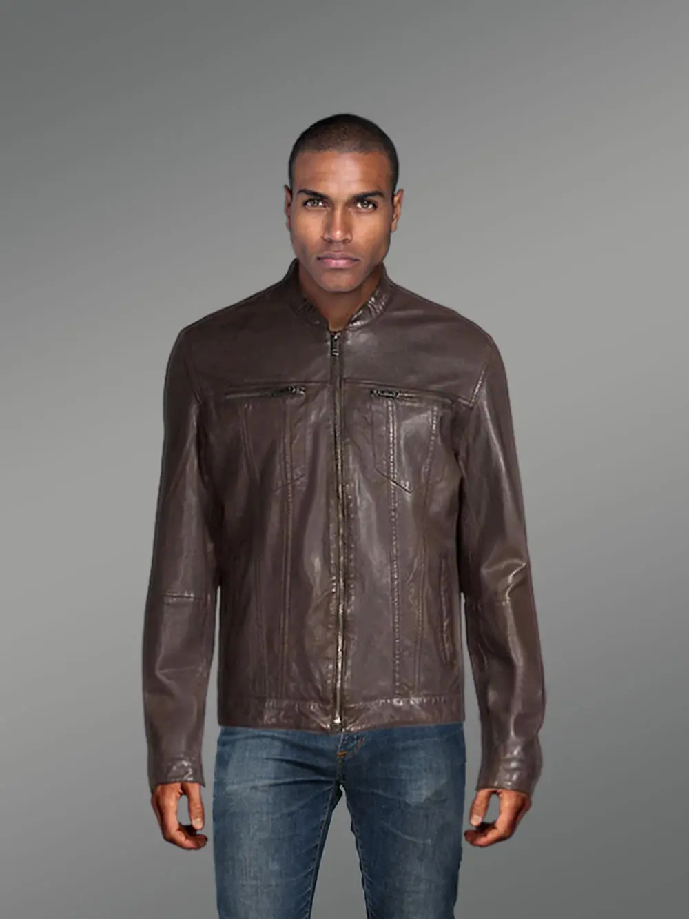 Men’s Coffee Moto Leather Jacket