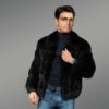 Black Full Skin Mink Fur Bomber Jacket for Men is Stylish and Luxurious