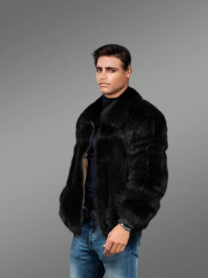 Black Full Skin Mink Fur Bomber Jacket for Men is Stylish and Luxurious