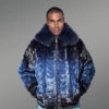 Luxurious Mink Jacket for Men in Dense Fox Fur Collar