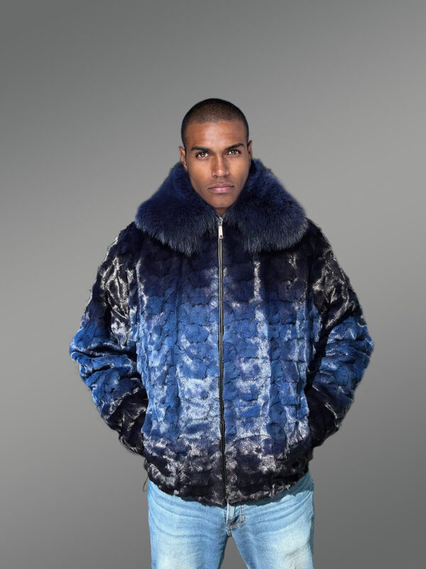 Luxurious Mink Jacket for Men in Dense Fox Fur Collar