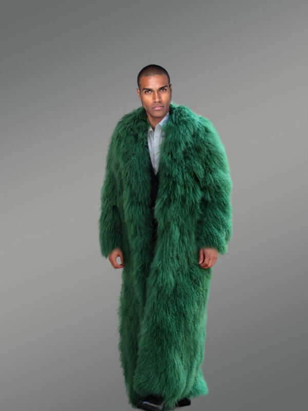 Green Mongolian Fur Long Coat