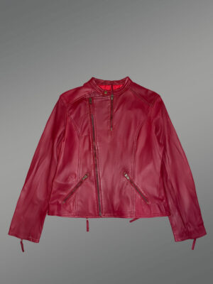 Moto Leather Jacket in Red