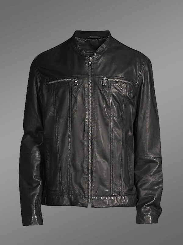Men’s Black Moto Leather Jacket - Image 5