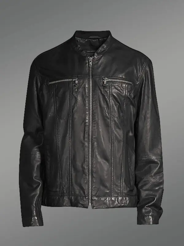 Men’s Black Moto Leather Jacket - Image 5