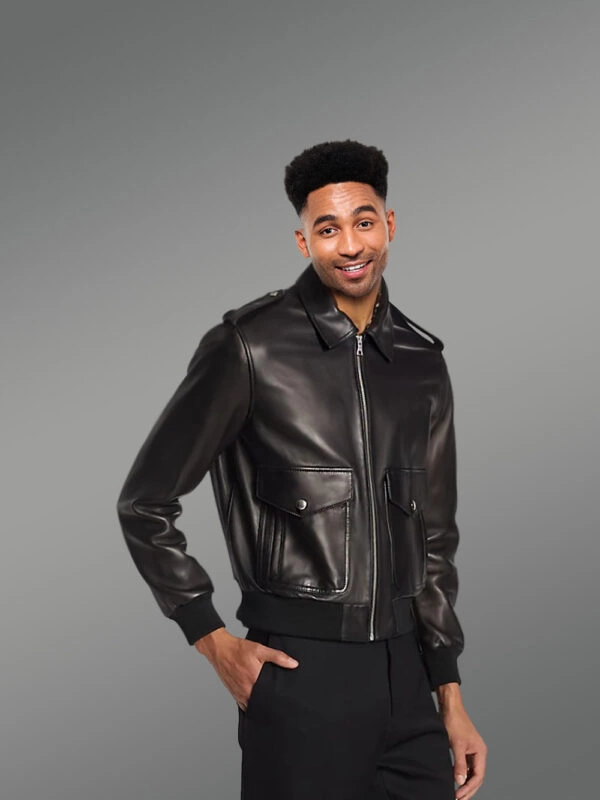 Original Pilot Leather Bomber Jacket - Image 3