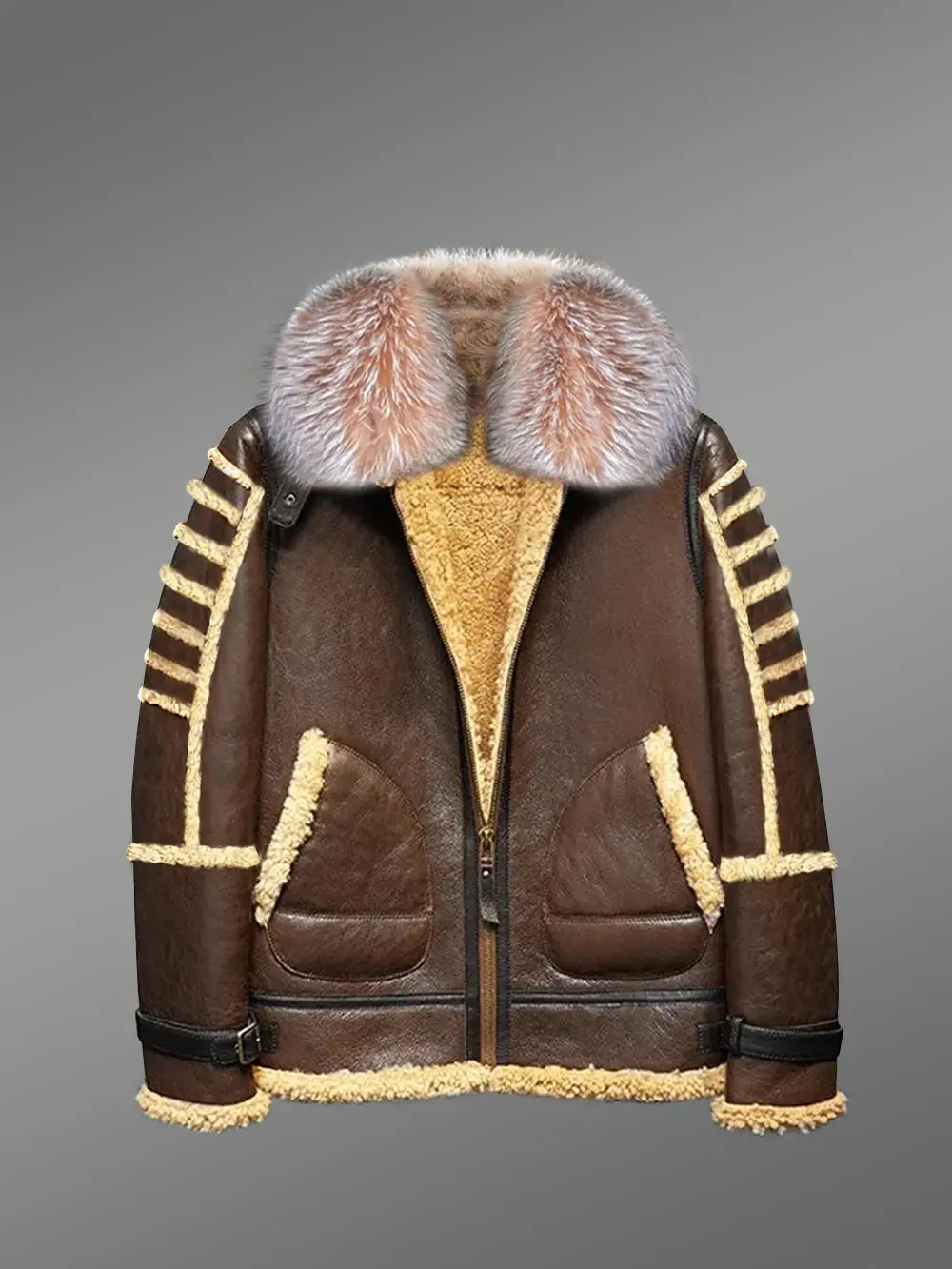 Authentic bomber jacket with Fur Hood - Image 2