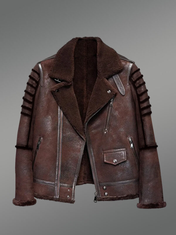 Sheepskin Shearling Featured in Bomber for Men - Image 2