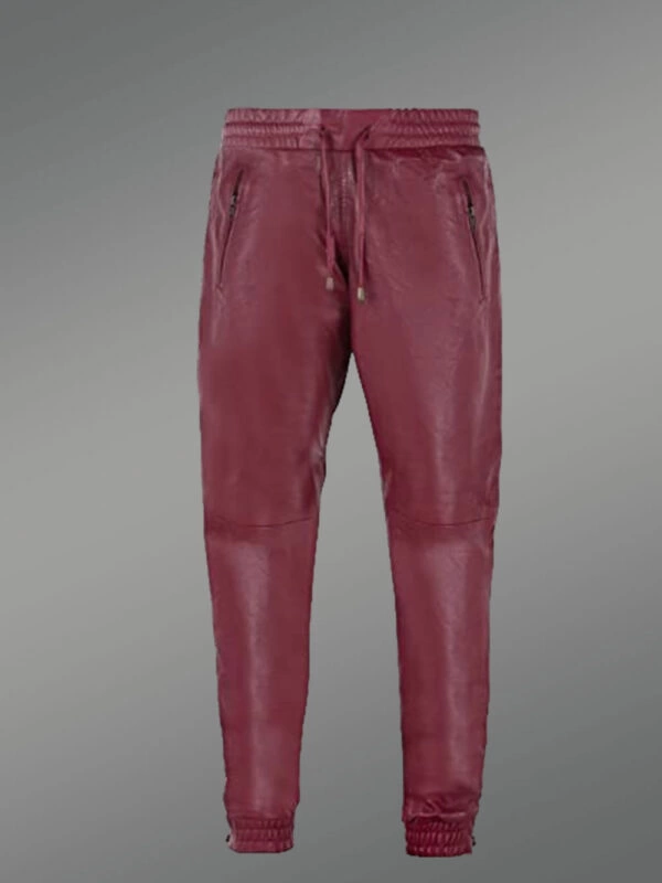 Wine Leather Joggers