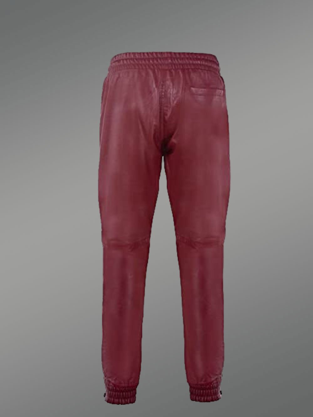 Leather Joggers in Wine - Image 3