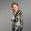 Geometric Rabbit Fur Bomber for Women side view