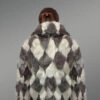 Geometric Rabbit Fur Bomber for Women backside view