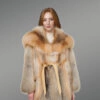 Golden Fox Coat with wide Lapel Collar