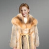 Golden Fox Coat with wide Lapel Collar