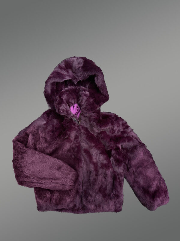 Kids’ Purple Rabbit Fur Bomber Jacket