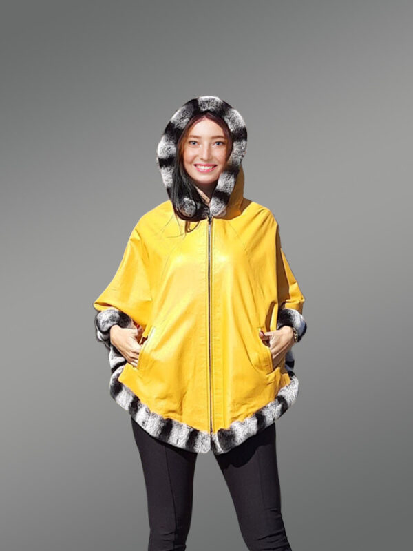 Leather Cape with Chinchilla finish Trims - Image 2