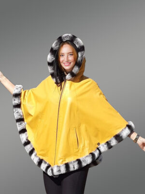Leather Cape with Chinchilla finish Trims