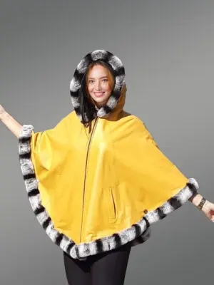 Leather Cape with Chinchilla finish Trims