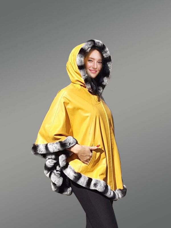 Leather Cape with Chinchilla finish Trims - Image 3