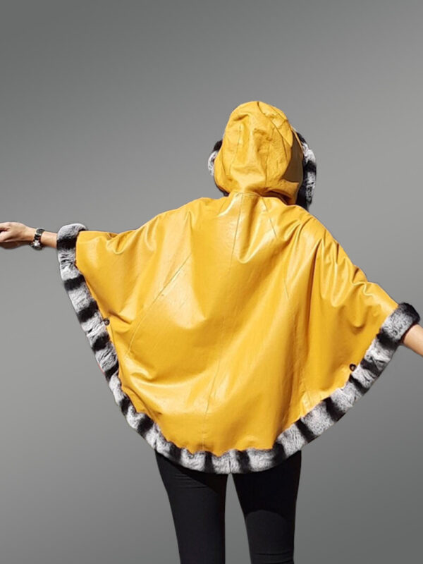 Leather Cape with Chinchilla finish Trims - Image 4