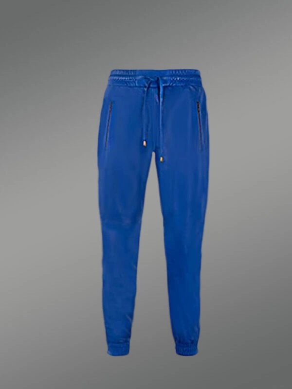 Leather Joggers in Blue