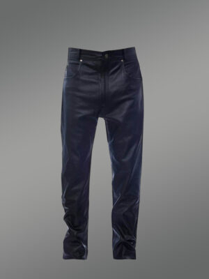 Leather Joggers in Navy