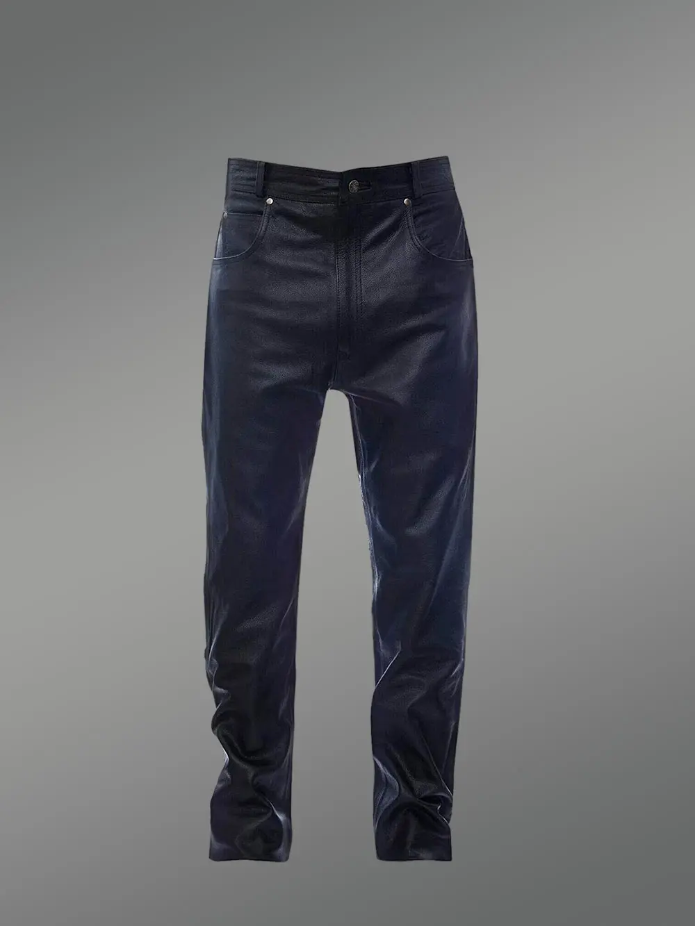Leather Joggers in Navy