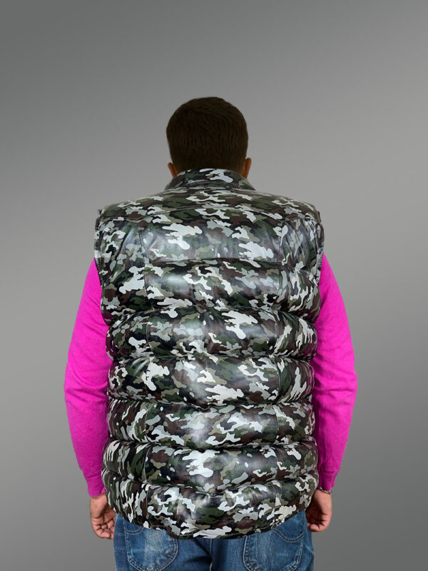 Leather Vest In Camouflage Print - Image 5