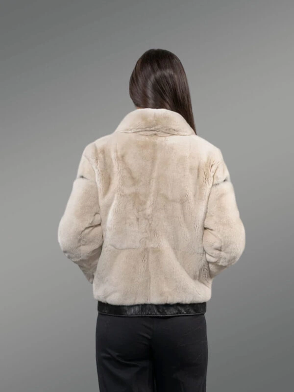 Rabbit Fur Baggy Coat for women back view