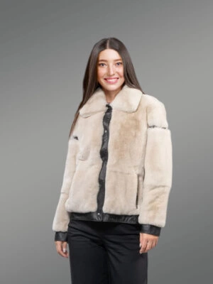 Rabbit Fur Baggy Coat for women front view