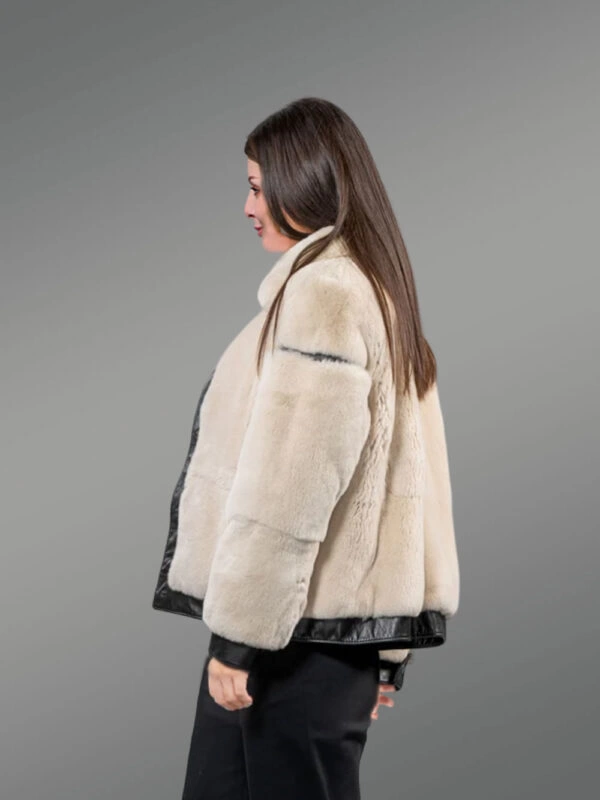 Rabbit Fur Baggy Coat for women backside view