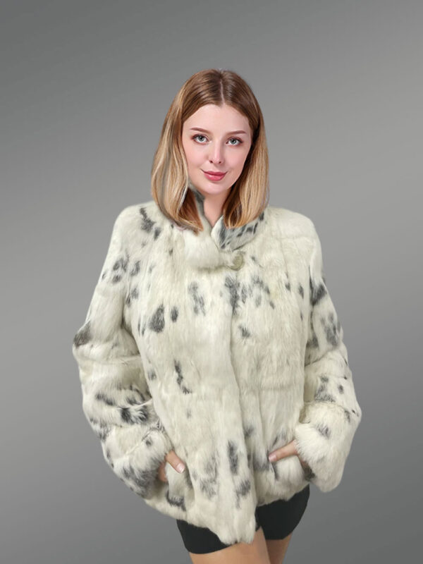 Stand Up Collar Rabbit Coat with Chick Pattern - Image 2