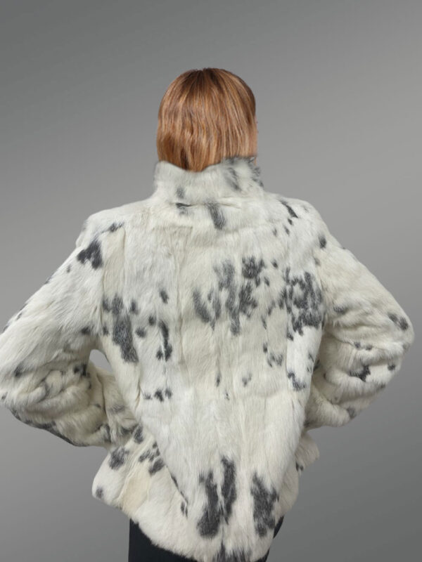 Stand Up Collar Rabbit Coat with Chick Pattern - Image 4
