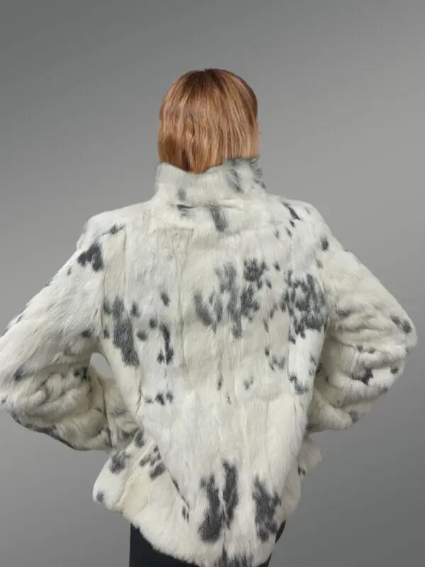 Stand Up Collar Rabbit Coat with Chick Pattern - Image 4