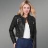 Crop Leather Motorcycle Jacket