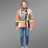 Women Double Breast Multi Color Rabbit Fur Coat