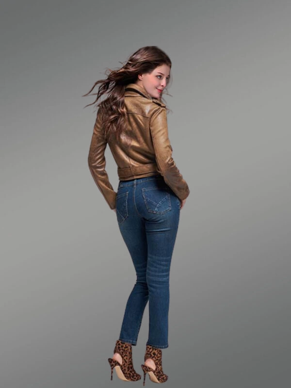 Short Leather Biker Jacket - Image 3