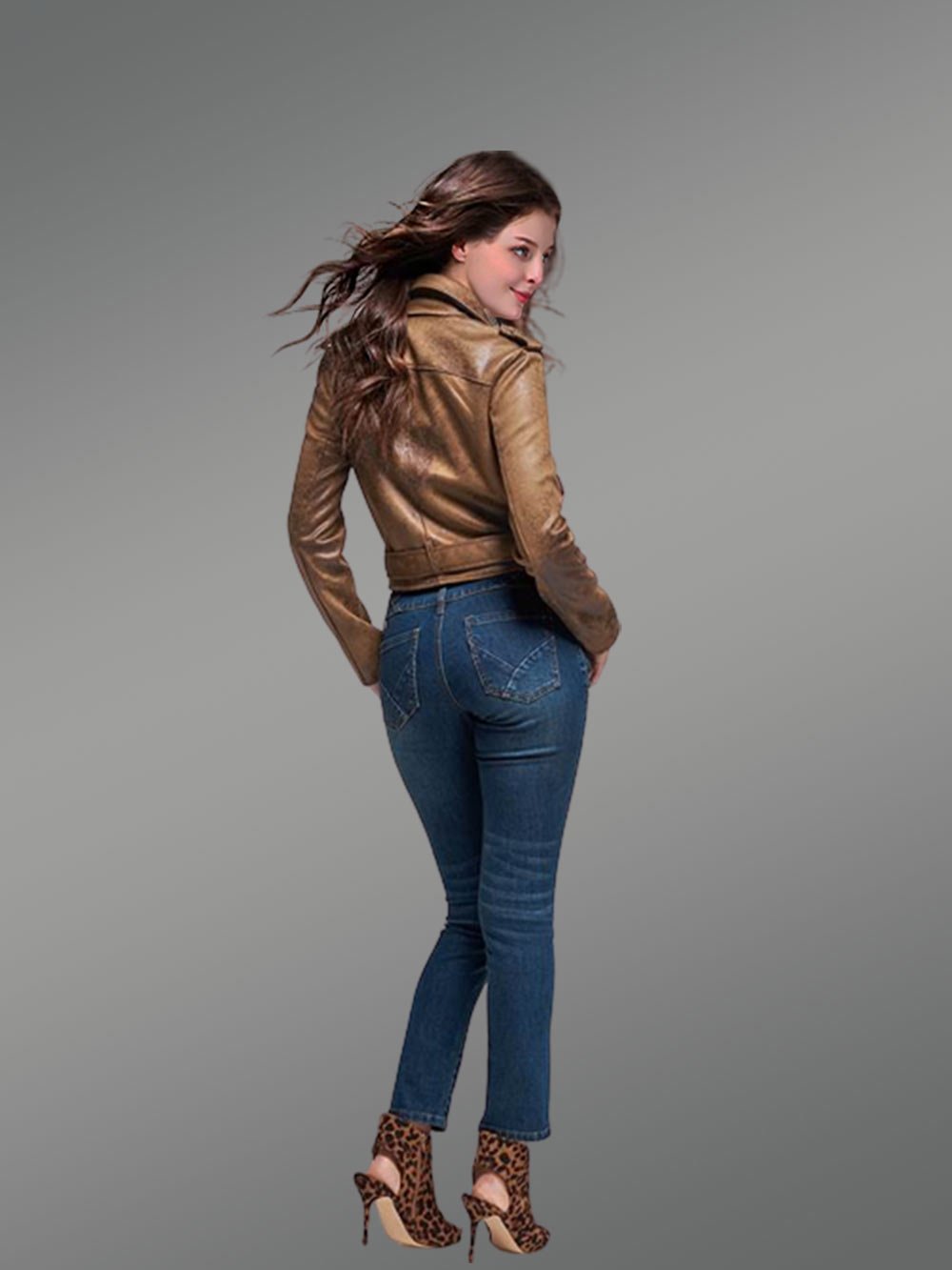 Short Leather Biker Jacket - Image 3