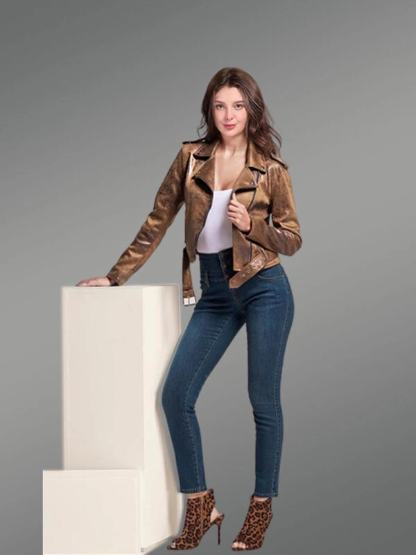 Short Leather Biker Jacket - Image 2