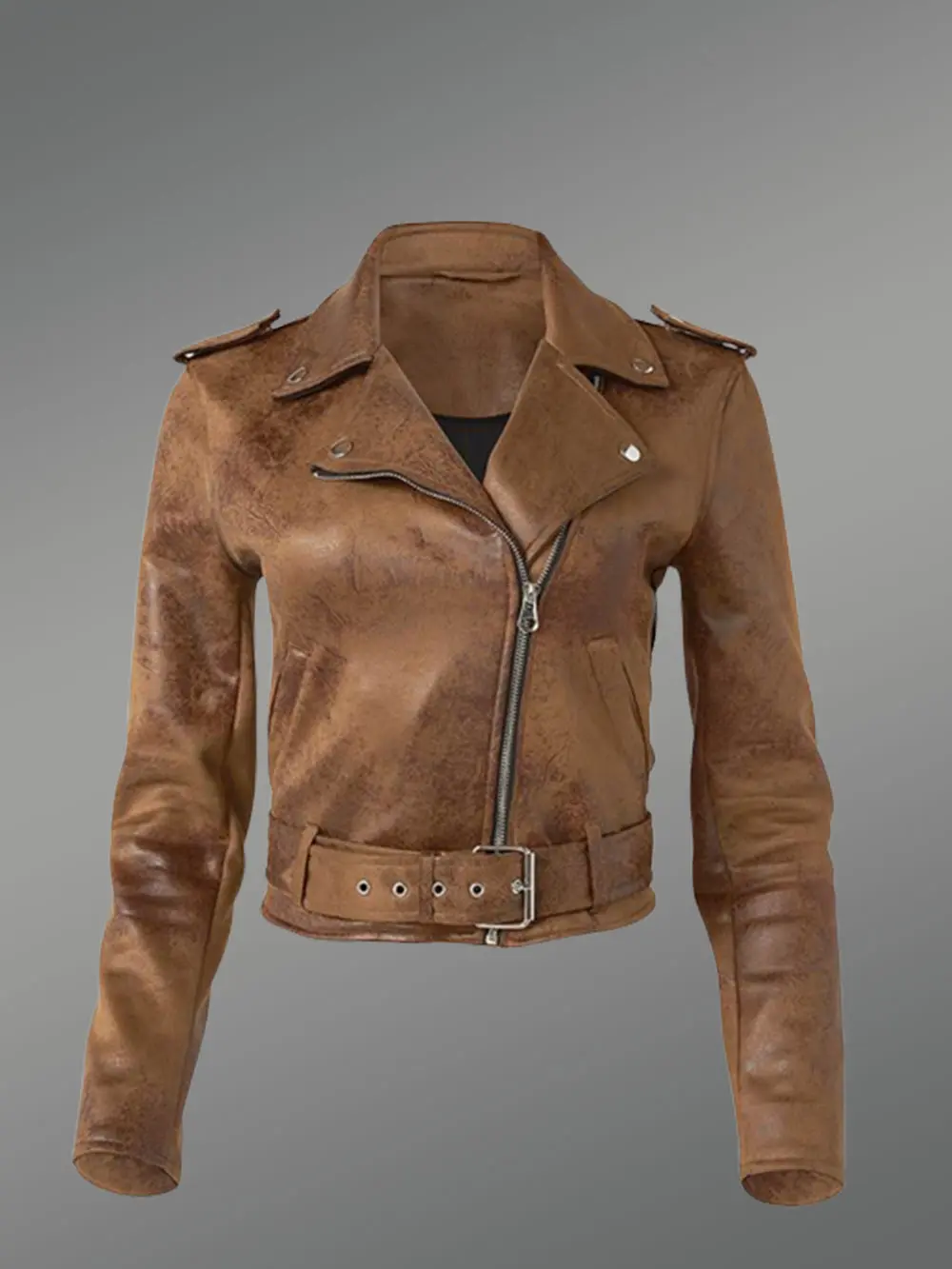 Short Leather Biker Jacket - Image 6