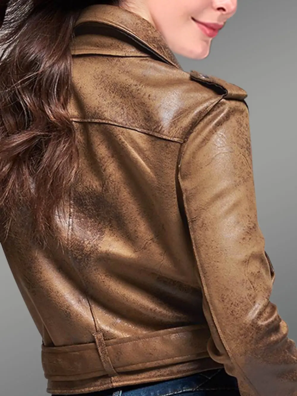Short Leather Biker Jacket - Image 5