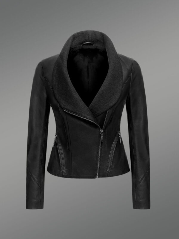 Crop Leather Biker Jacket - Image 6