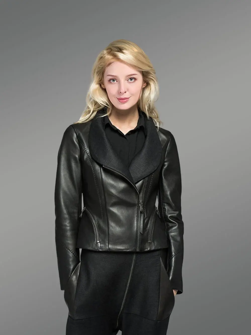 Crop Leather Biker Jacket