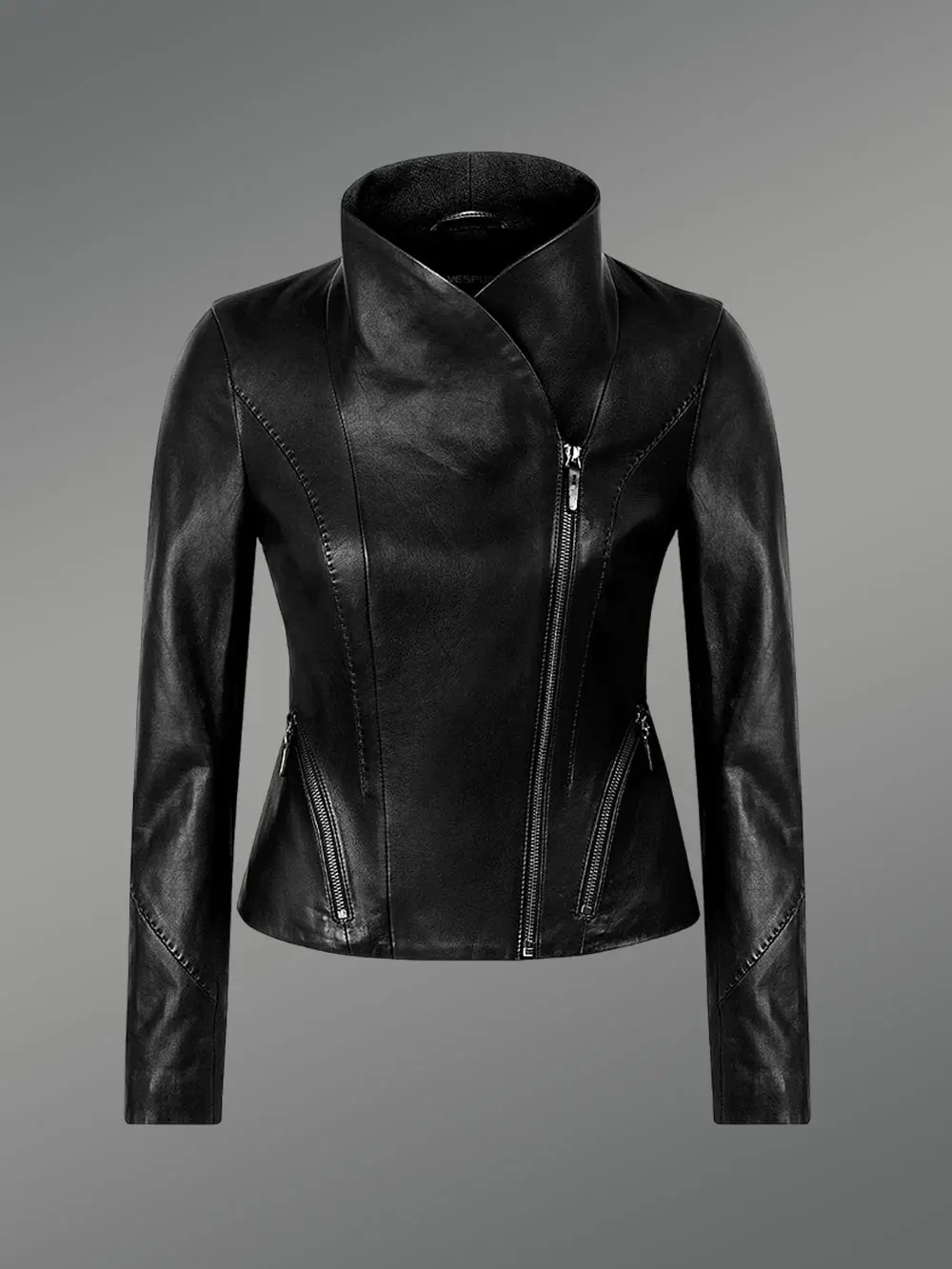 Crop Leather Biker Jacket - Image 7