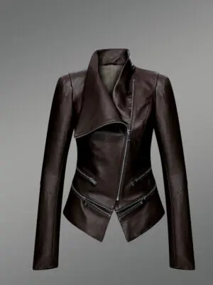Biker Style Adjustable Length Jacket with one sided collar