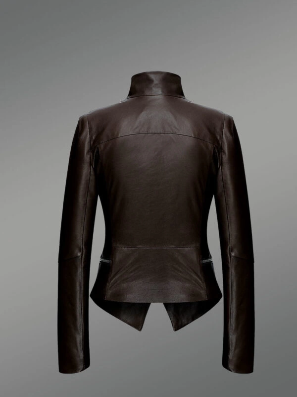 Biker Style Adjustable Length Jacket with one sided collar - Image 3