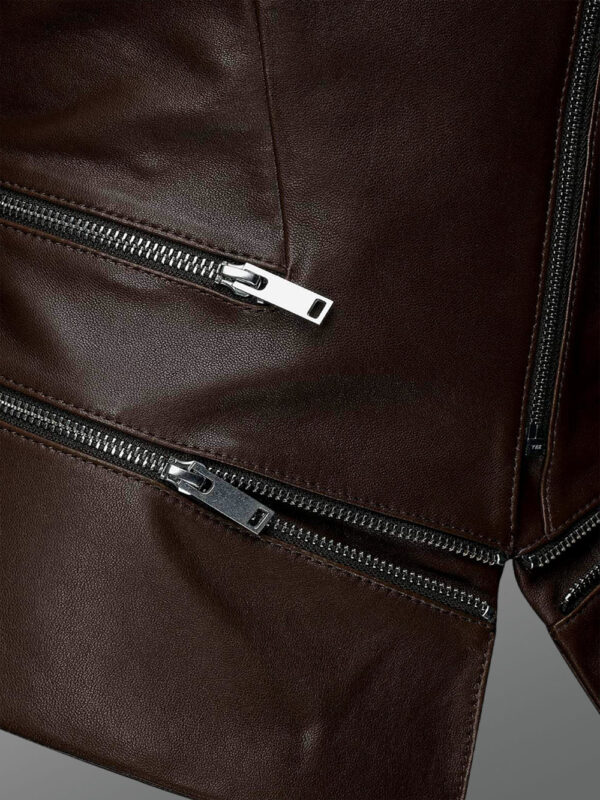 Biker Style Adjustable Length Jacket with one sided collar - Image 4