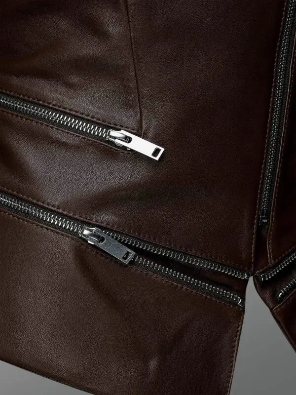 Biker Style Adjustable Length Jacket with one sided collar - Image 4